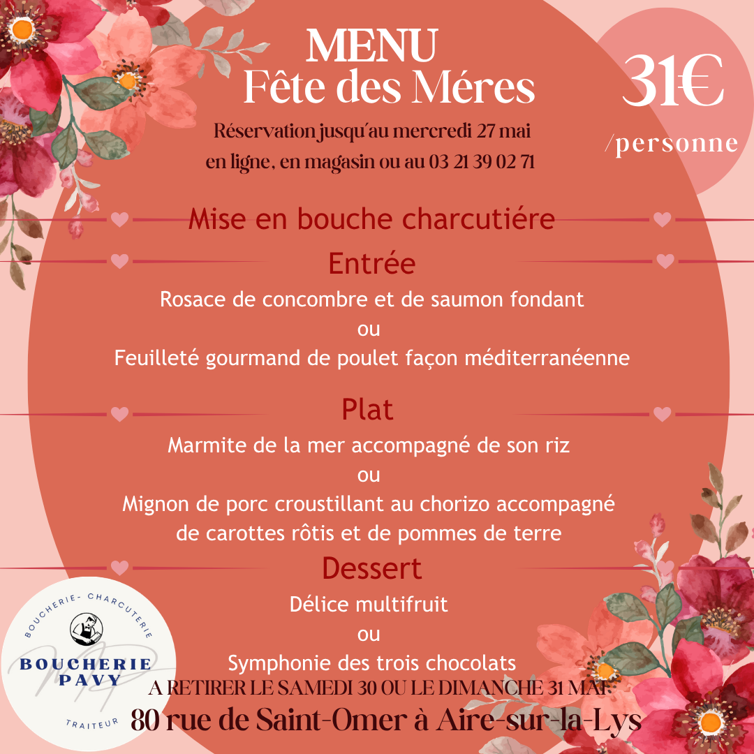 menu fête des mères 